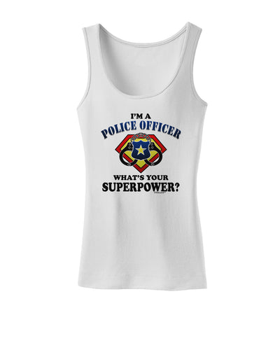 Police Officer - Superpower Womens Petite Tank Top-TooLoud-White-X-Small-Davson Sales