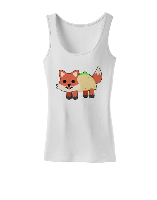 Cute Taco Fox Womens Petite Tank Top-TooLoud-White-X-Small-Davson Sales