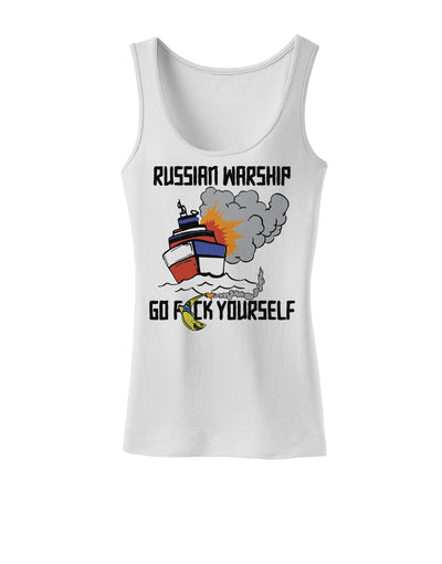 Russian Warship go F Yourself Womens Petite Tank Top-Womens Tank Tops-TooLoud-White-X-Small-Davson Sales