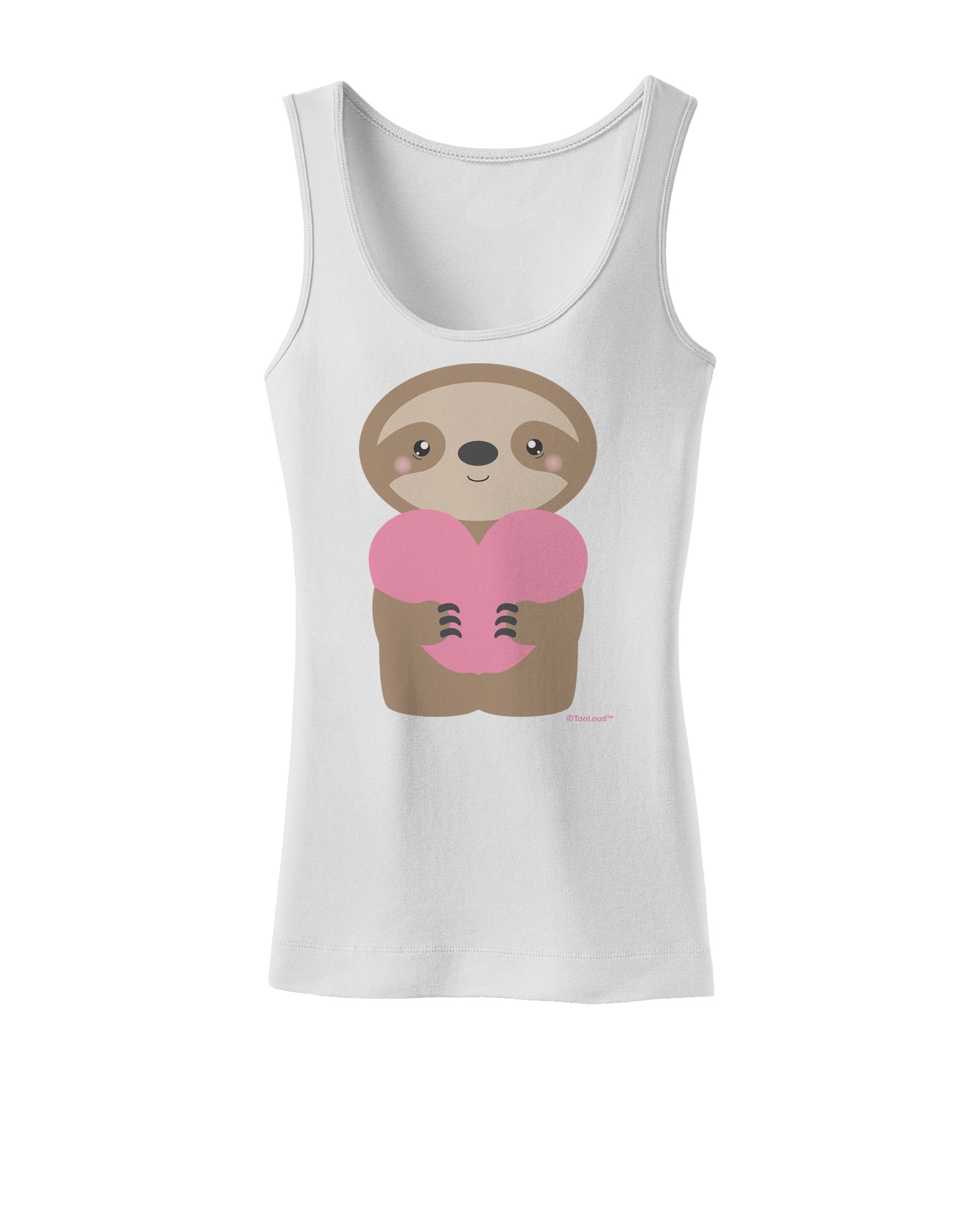 Cute Valentine Sloth Holding Heart Womens Tank Top by TooLoud-Womens Tank Tops-TooLoud-White-X-Small-Davson Sales