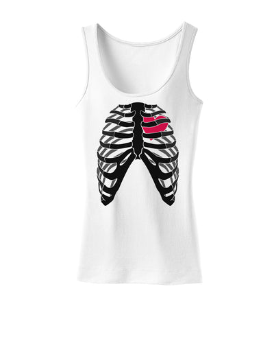 Black Skeleton Bones Ribcage with Heart Womens Tank Top-Womens Tank Tops-TooLoud-White-X-Small-Davson Sales