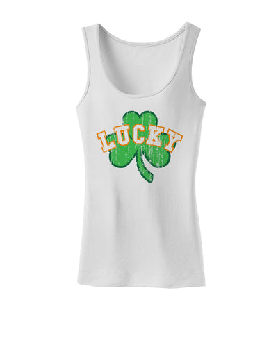 Lucky Shamrock Design Distressed Womens Tank Top by TooLoud-Womens Tank Tops-TooLoud-White-X-Small-Davson Sales