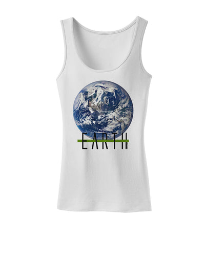 Planet Earth Text Womens Petite Tank Top-TooLoud-White-X-Small-Davson Sales