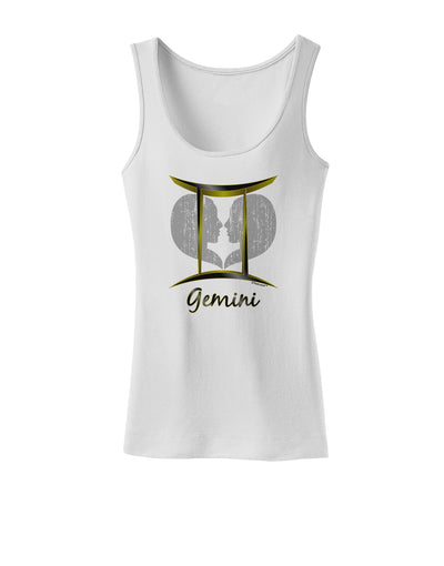 Gemini Symbol Womens Petite Tank Top-TooLoud-White-X-Small-Davson Sales