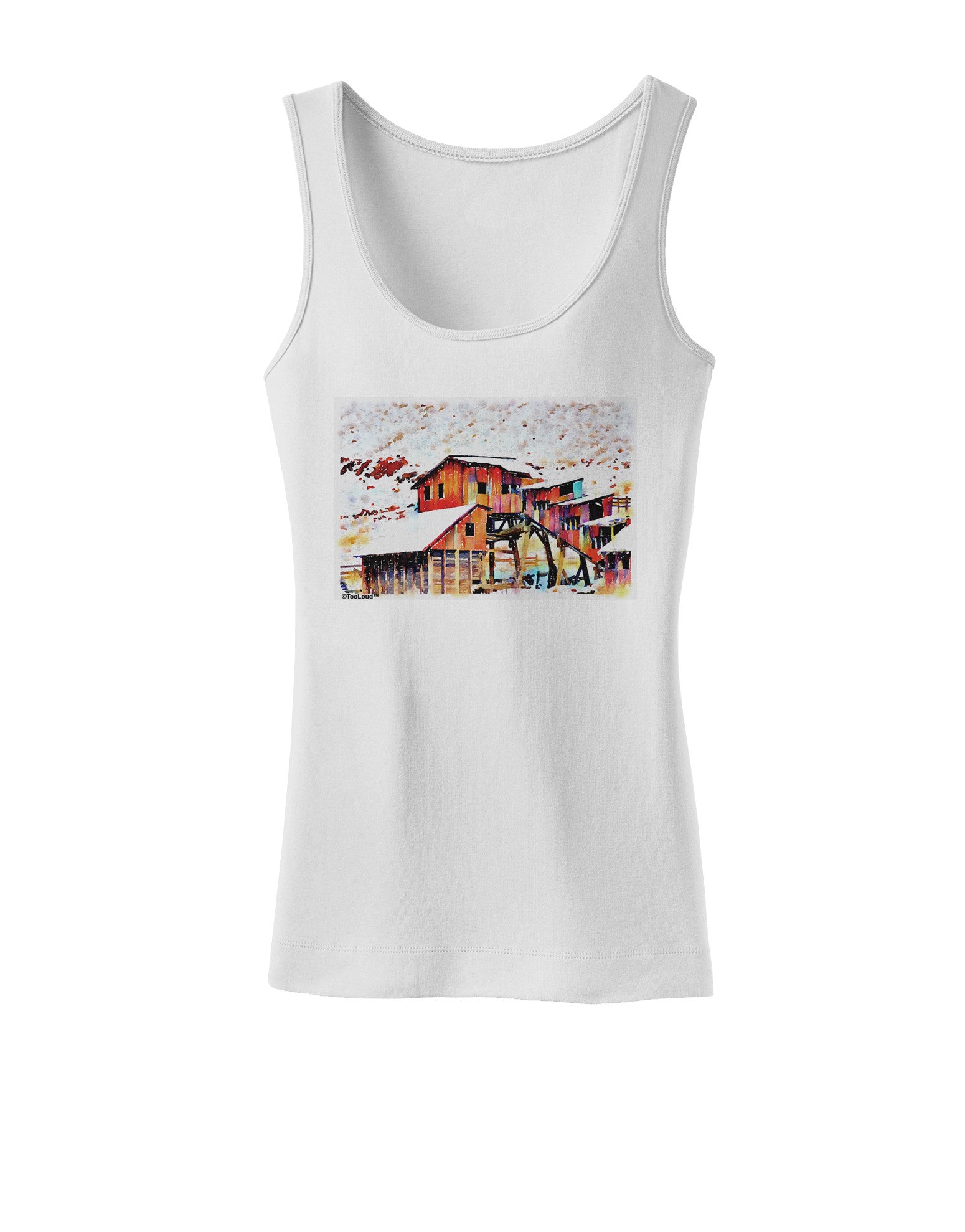 Mine Scene Colorado Watercolor Womens Petite Tank Top-TooLoud-White-X-Small-Davson Sales