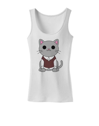 Cute Sweater Vest Cat Design Womens Tank Top by TooLoud-Womens Tank Tops-TooLoud-White-X-Small-Davson Sales