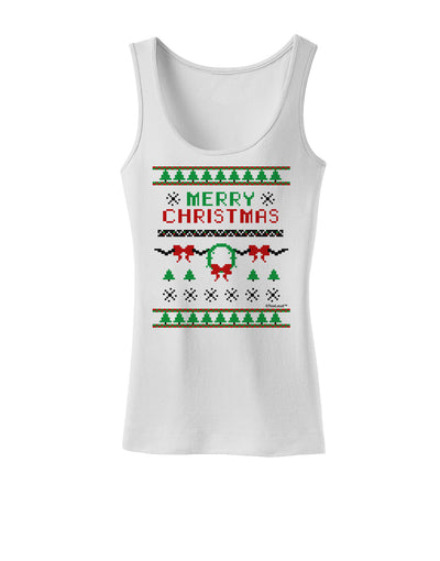 Merry Christmas Ugly Christmas Sweater Womens Tank Top-Womens Tank Tops-TooLoud-White-X-Small-Davson Sales