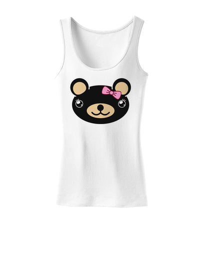 Kyu-T Head - Night Beartholomea Girl Teddy Bear Womens Tank Top-Womens Tank Tops-TooLoud-White-X-Small-Davson Sales