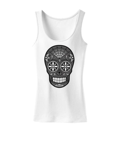 TooLoud Version 9 Black and White Day of the Dead Calavera Womens Tank Top-Womens Tank Tops-TooLoud-White-X-Small-Davson Sales