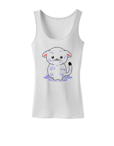 TooLoud Wet Pussycat Womens Petite Tank Top-TooLoud-White-X-Small-Davson Sales