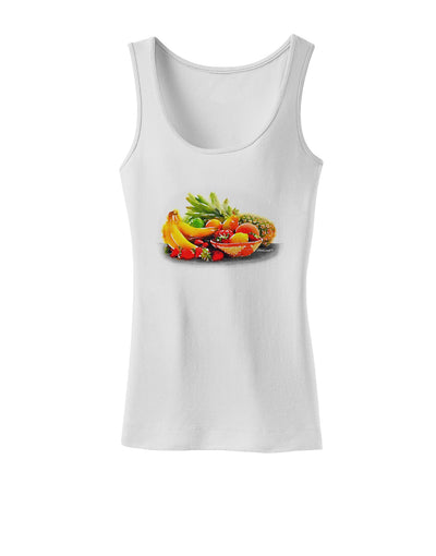 TooLoud Watercolor Fruit Bowl 1 Womens Tank Top-Womens Tank Tops-TooLoud-White-X-Small-Davson Sales