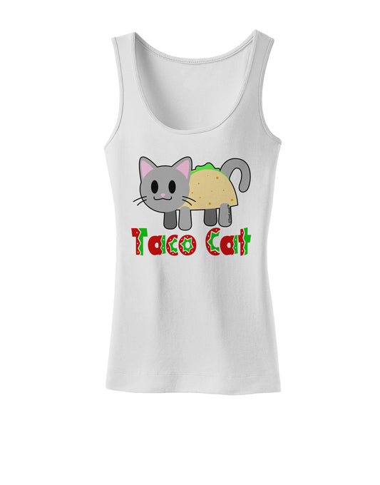 Cute Taco Cat Design Text Womens Tank Top by TooLoud-Womens Tank Tops-TooLoud-White-X-Small-Davson Sales