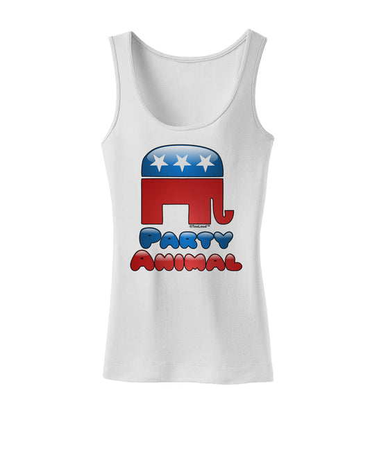 Republican Party Animal Womens Petite Tank Top-TooLoud-White-X-Small-Davson Sales