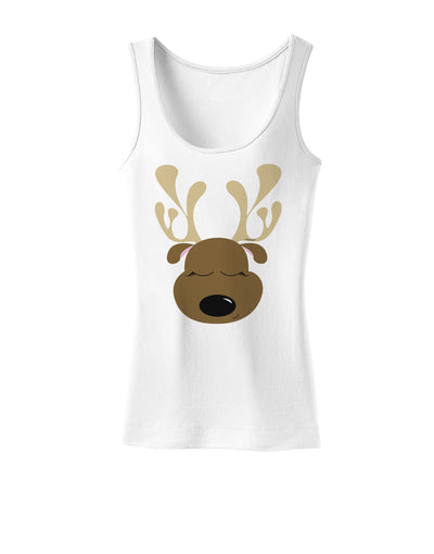 Cute Reindeer Face Christmas Womens Tank Top-Womens Tank Tops-TooLoud-White-X-Small-Davson Sales