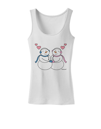 Cute Snowman and Snowwoman Couple Womens Tank Top by TooLoud-Womens Tank Tops-TooLoud-White-X-Small-Davson Sales