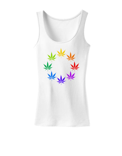 Rainbow Pot - Marijuana Leaf Womens Tank Top-Womens Tank Tops-TooLoud-White-X-Small-Davson Sales