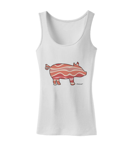 Bacon Pig Silhouette Womens Tank Top by TooLoud-Womens Tank Tops-TooLoud-White-X-Small-Davson Sales