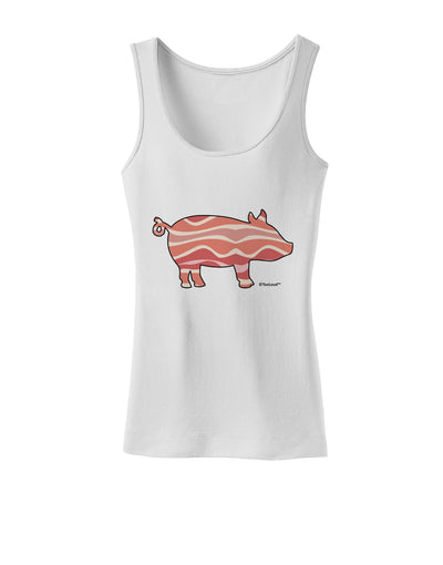 Bacon Pig Silhouette Womens Tank Top by TooLoud-Womens Tank Tops-TooLoud-White-X-Small-Davson Sales