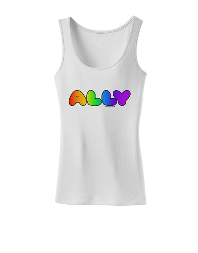 LGBT Ally Rainbow Text Womens Tank Top by TooLoud-Womens Tank Tops-TooLoud-White-X-Small-Davson Sales