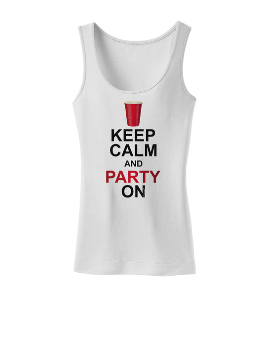 Keep Calm - Party Beer Womens Petite Tank Top-TooLoud-White-X-Small-Davson Sales