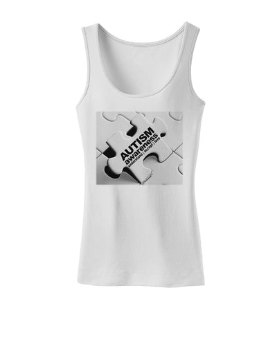 Autism Awareness - Puzzle Black & White Womens Tank Top-Womens Tank Tops-TooLoud-White-X-Small-Davson Sales