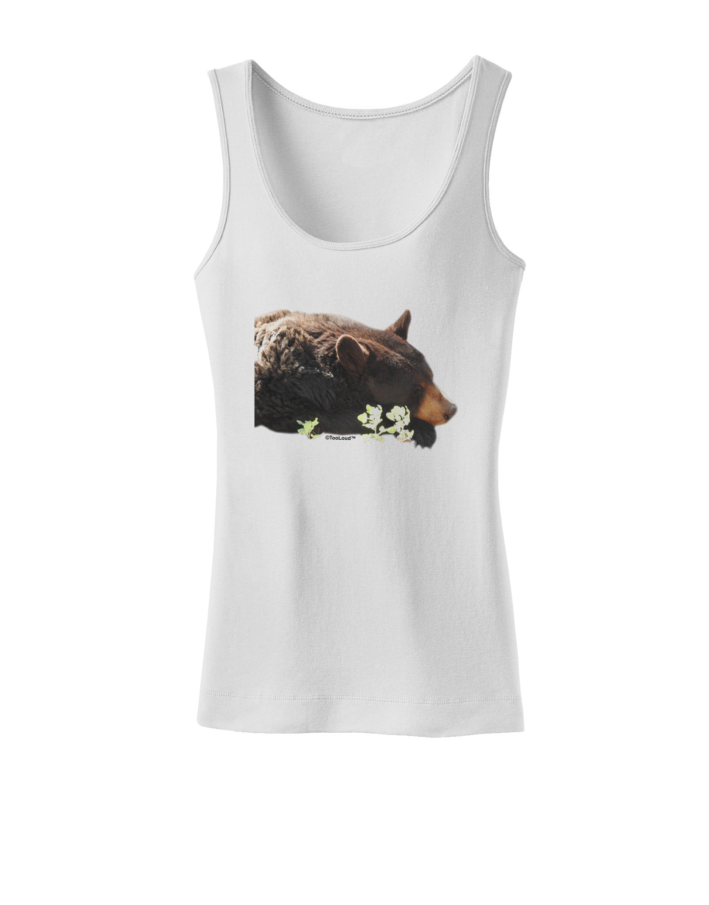 Laying Black Bear Cutout Womens Petite Tank Top-TooLoud-White-X-Small-Davson Sales