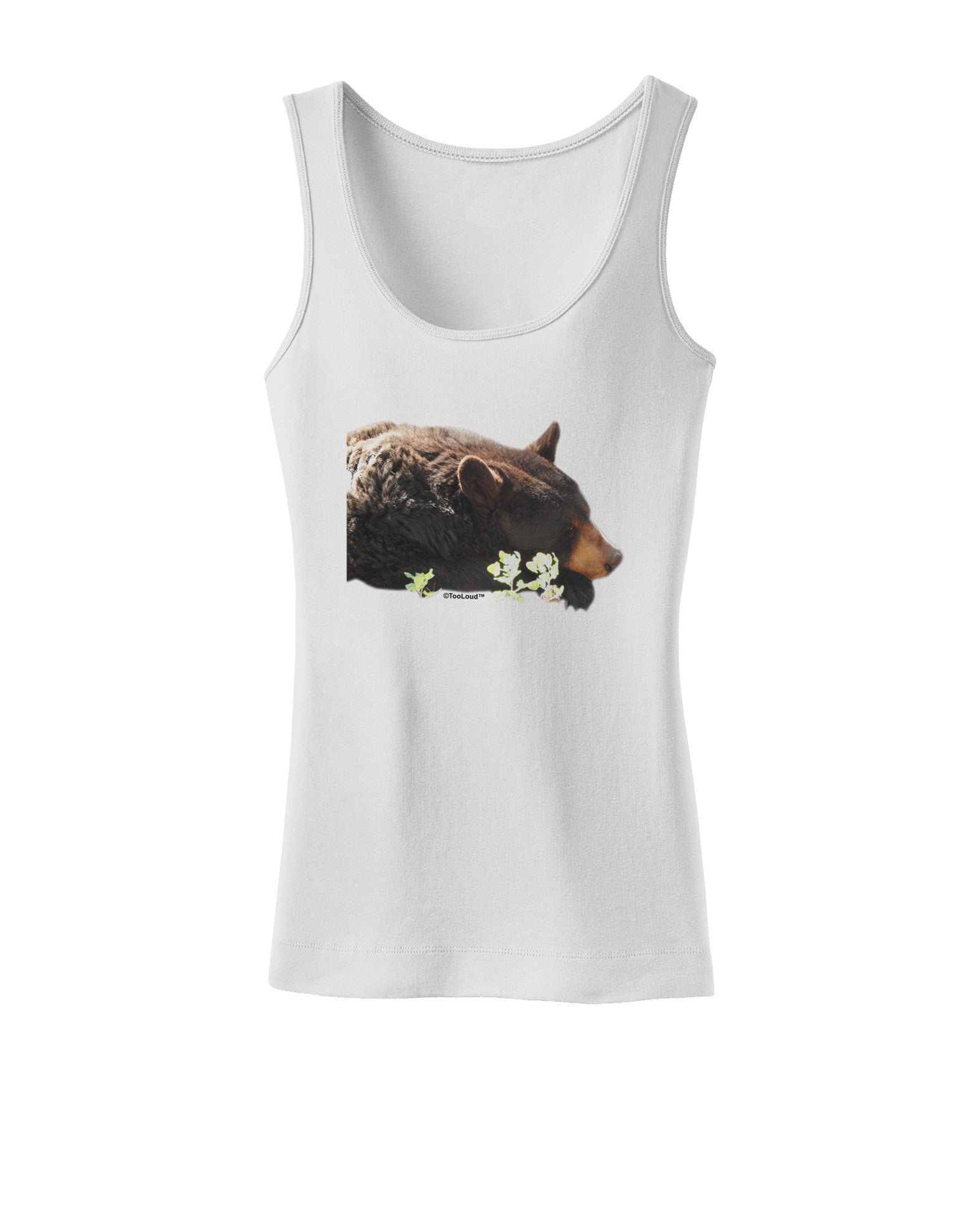 Laying Black Bear Cutout Womens Petite Tank Top-TooLoud-White-X-Small-Davson Sales