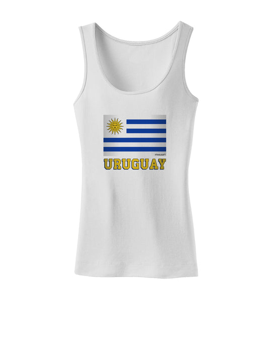 TooLoud Uruguay Flag Womens Petite Tank Top-TooLoud-White-X-Small-Davson Sales