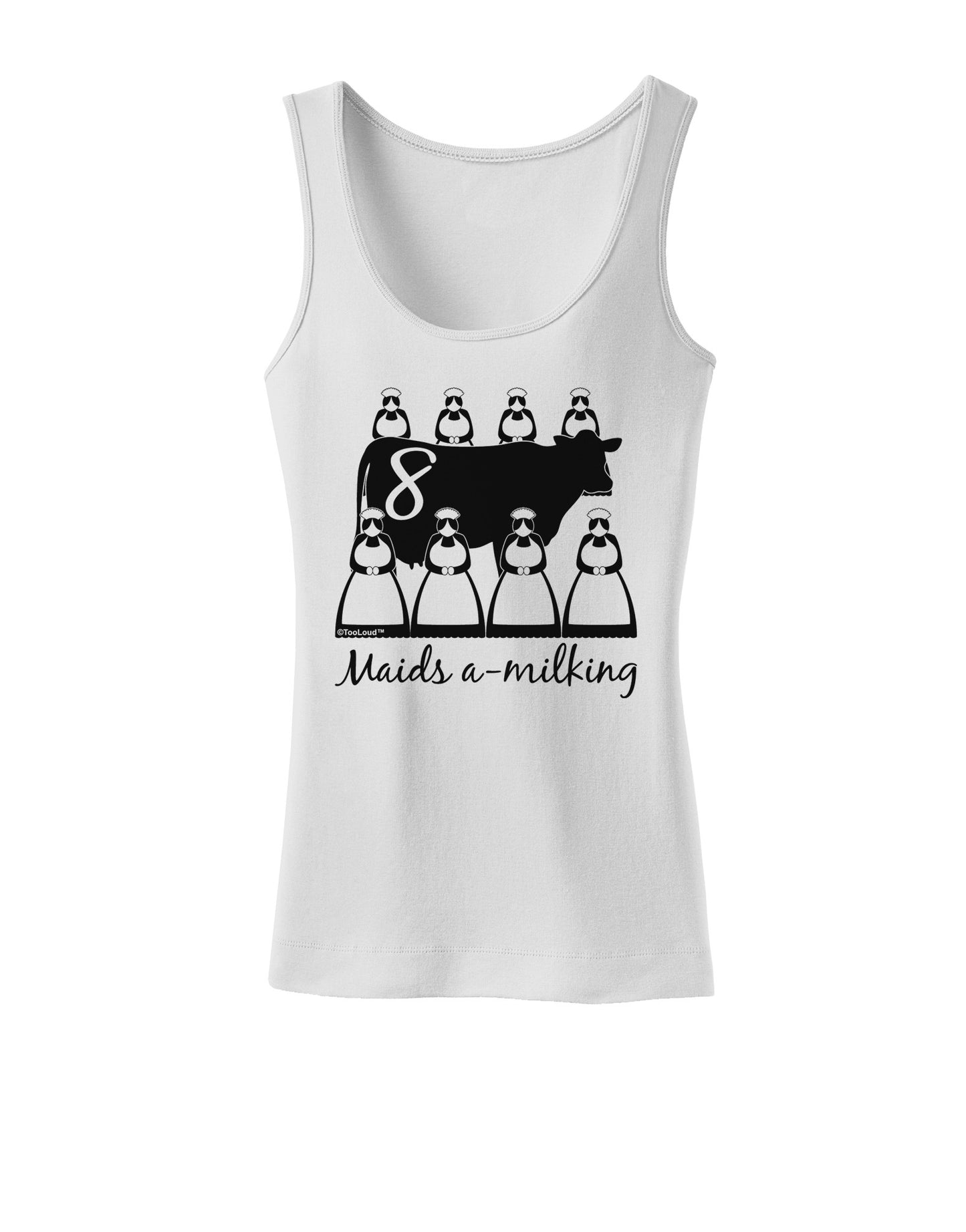Eight Maids A Milking Text Womens Tank Top-Womens Tank Tops-TooLoud-White-X-Small-Davson Sales