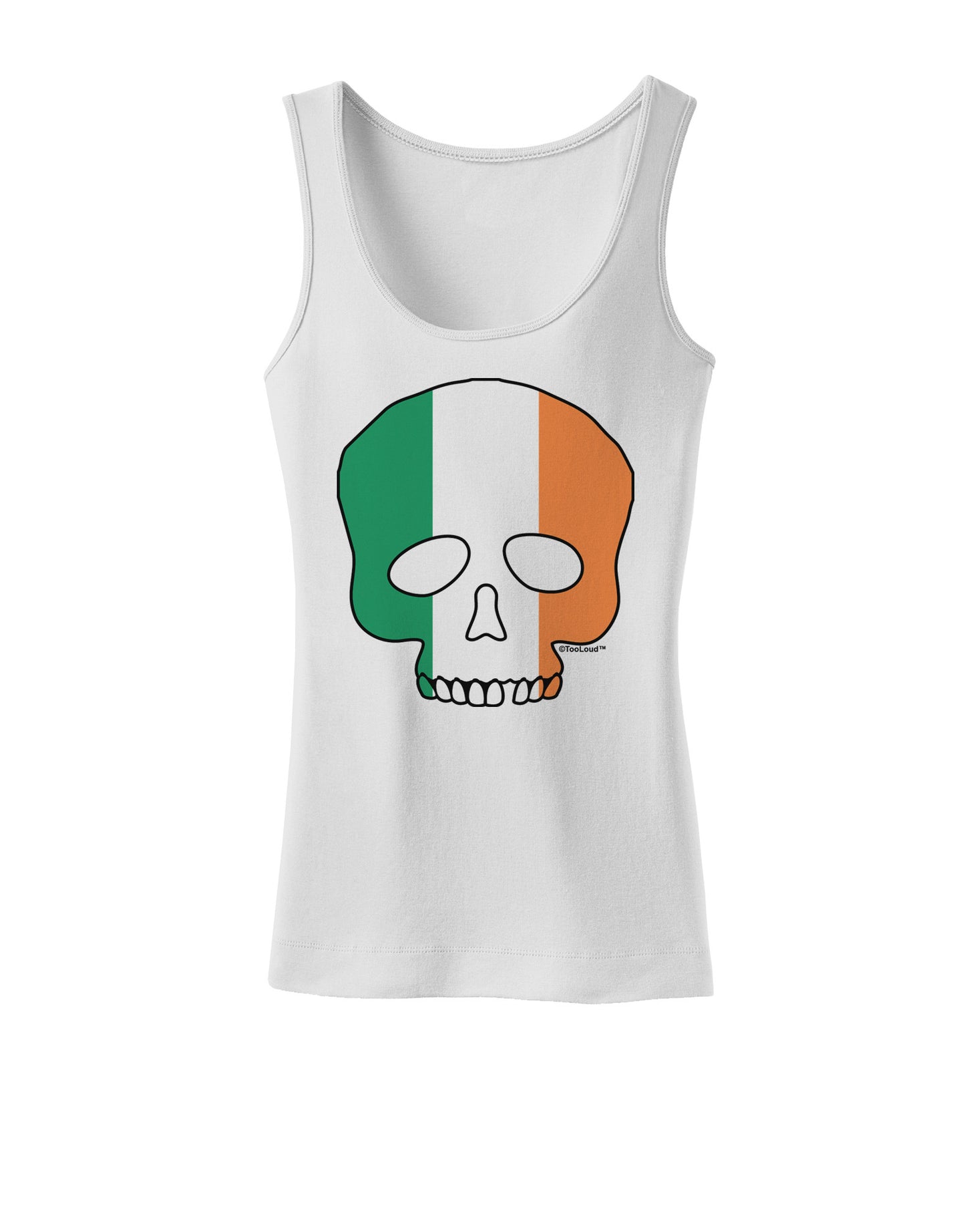 Skull Flag Ireland Womens Petite Tank Top-TooLoud-White-X-Small-Davson Sales