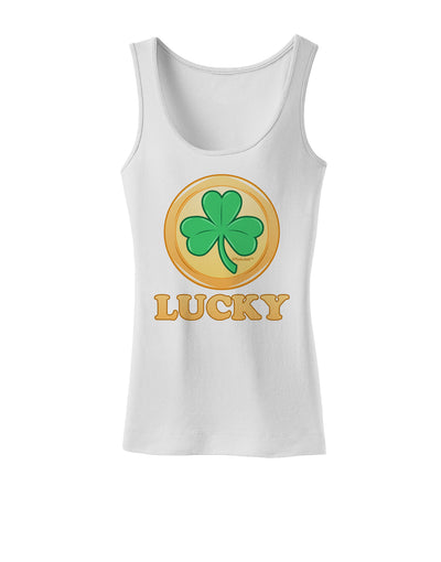 Shamrock Button - Lucky Womens Tank Top by TooLoud-Womens Tank Tops-TooLoud-White-X-Small-Davson Sales