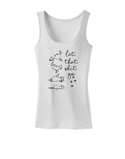 TooLoud Let That Shit Go Cat Yoga Womens Petite Tank Top-Womens Tank Tops-TooLoud-White-X-Small-Davson Sales