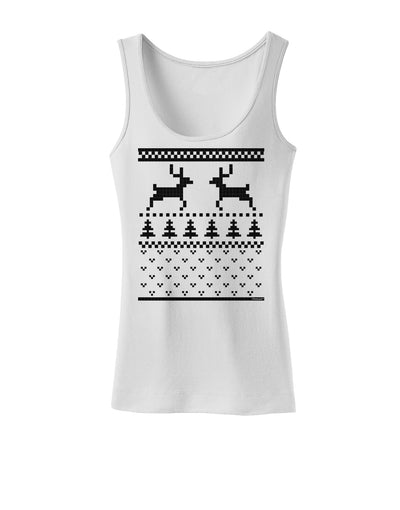 Ugly Christmas Sweater Reindeer Pattern Womens Tank Top-Womens Tank Tops-TooLoud-White-X-Small-Davson Sales