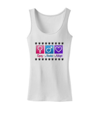 Spay Neuter Adopt Womens Petite Tank Top-TooLoud-White-X-Small-Davson Sales