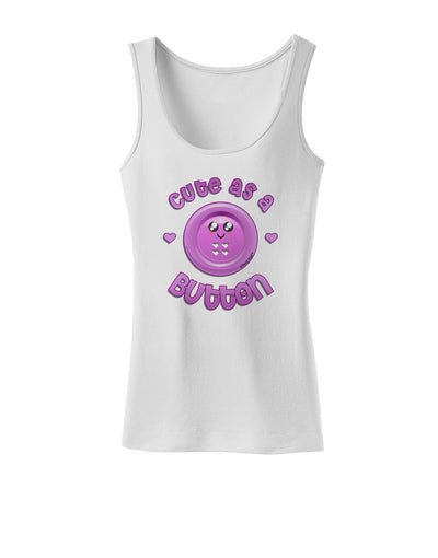 Cute As A Button Smiley Face Womens Petite Tank Top-TooLoud-White-X-Small-Davson Sales