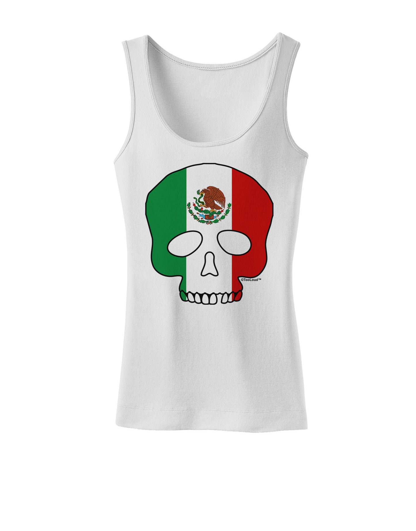 Skull Flag Mexico Womens Petite Tank Top-TooLoud-White-X-Small-Davson Sales