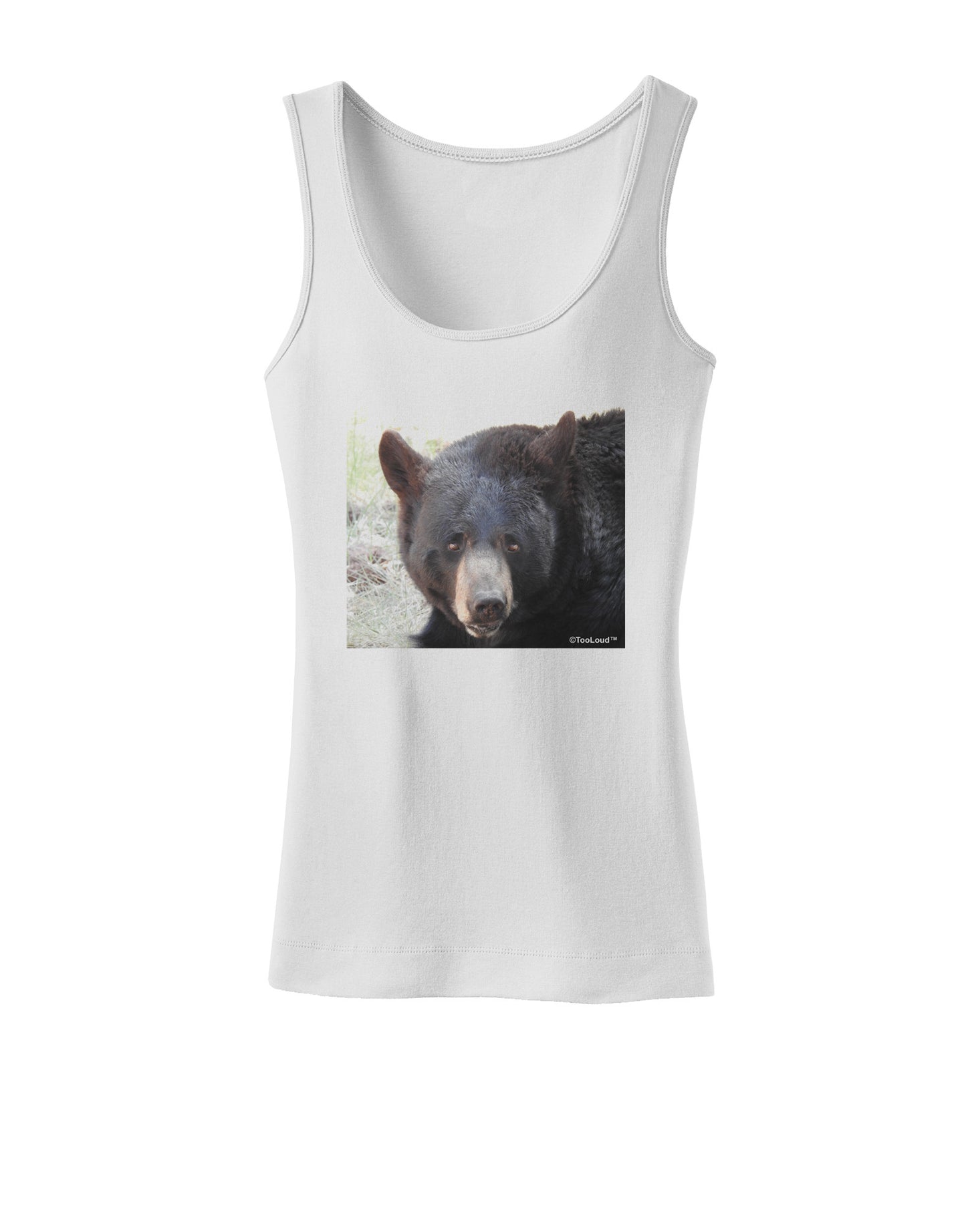Staring Black Bear Womens Petite Tank Top-TooLoud-White-X-Small-Davson Sales