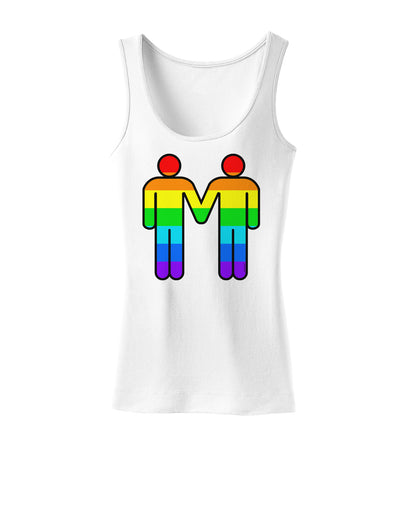 Rainbow Gay Men Holding Hands Womens Tank Top-TooLoud-White-X-Small-Davson Sales