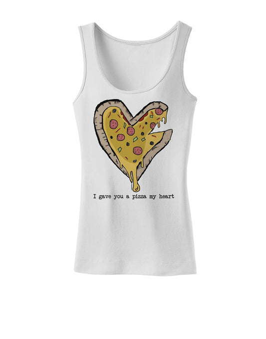 TooLoud I gave you a Pizza my Heart Womens Petite Tank Top-Womens Tank Tops-TooLoud-White-X-Small-Davson Sales
