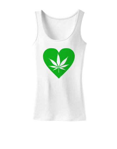 Marijuana Leaf Heart Green Womens Tank Top-Womens Tank Tops-TooLoud-White-X-Small-Davson Sales