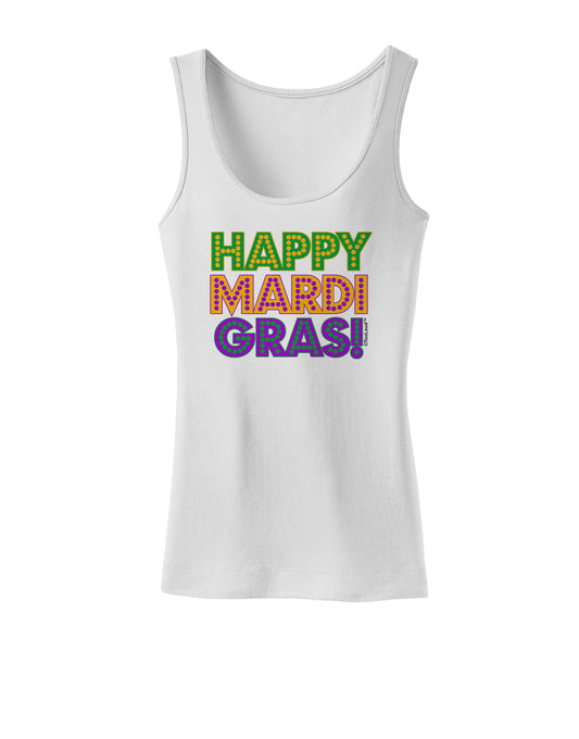 Happy Mardi Gras Text Womens Tank Top by TooLoud-Womens Tank Tops-TooLoud-White-X-Small-Davson Sales