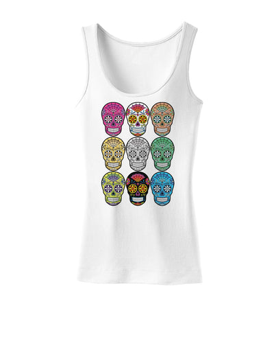 Dia de los Muertos Calaveras Sugar Skulls Womens Tank Top-Womens Tank Tops-TooLoud-White-X-Small-Davson Sales