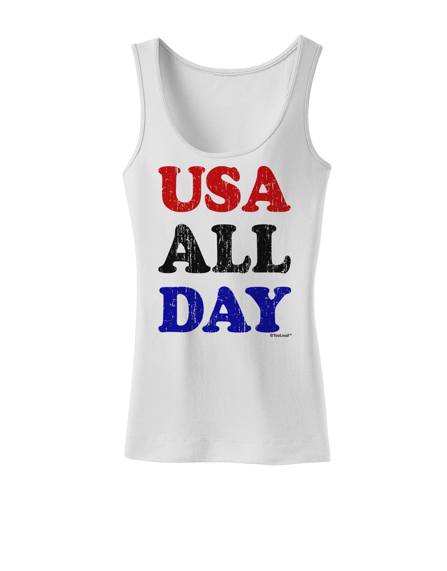 USA All Day - Distressed Patriotic Design Womens Tank Top by TooLoud-Womens Tank Tops-TooLoud-White-X-Small-Davson Sales
