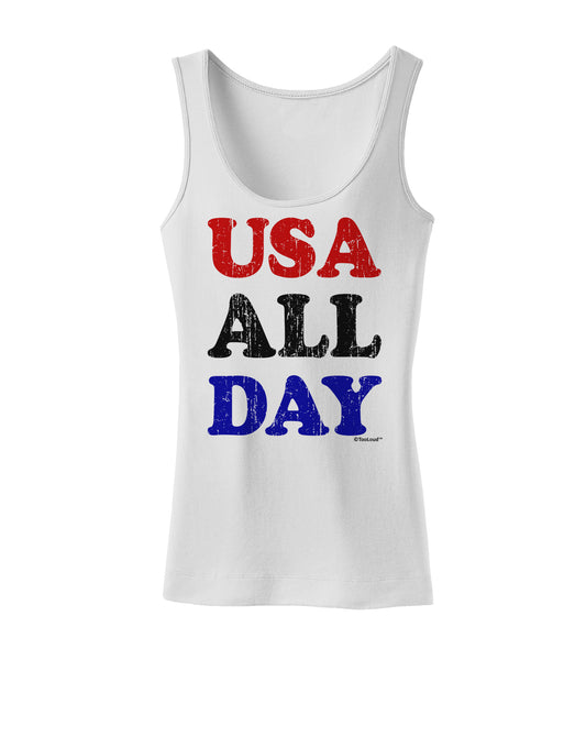 USA All Day - Distressed Patriotic Design Womens Tank Top by TooLoud-Womens Tank Tops-TooLoud-White-X-Small-Davson Sales
