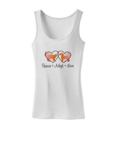 Rescue Adopt Love Womens Petite Tank Top-TooLoud-White-X-Small-Davson Sales