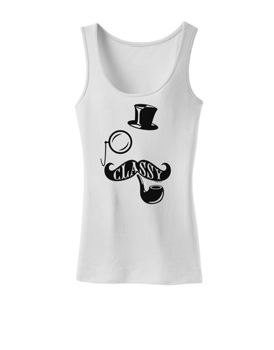 Classy Tophat Mustache Pipe and Monocle Womens Tank Top-Womens Tank Tops-TooLoud-White-X-Small-Davson Sales