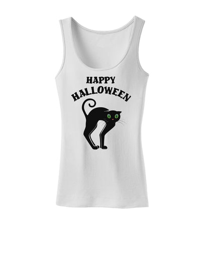 Happy Halloween Cute Black Cat Halloween Womens Tank Top-Womens Tank Tops-TooLoud-White-X-Small-Davson Sales