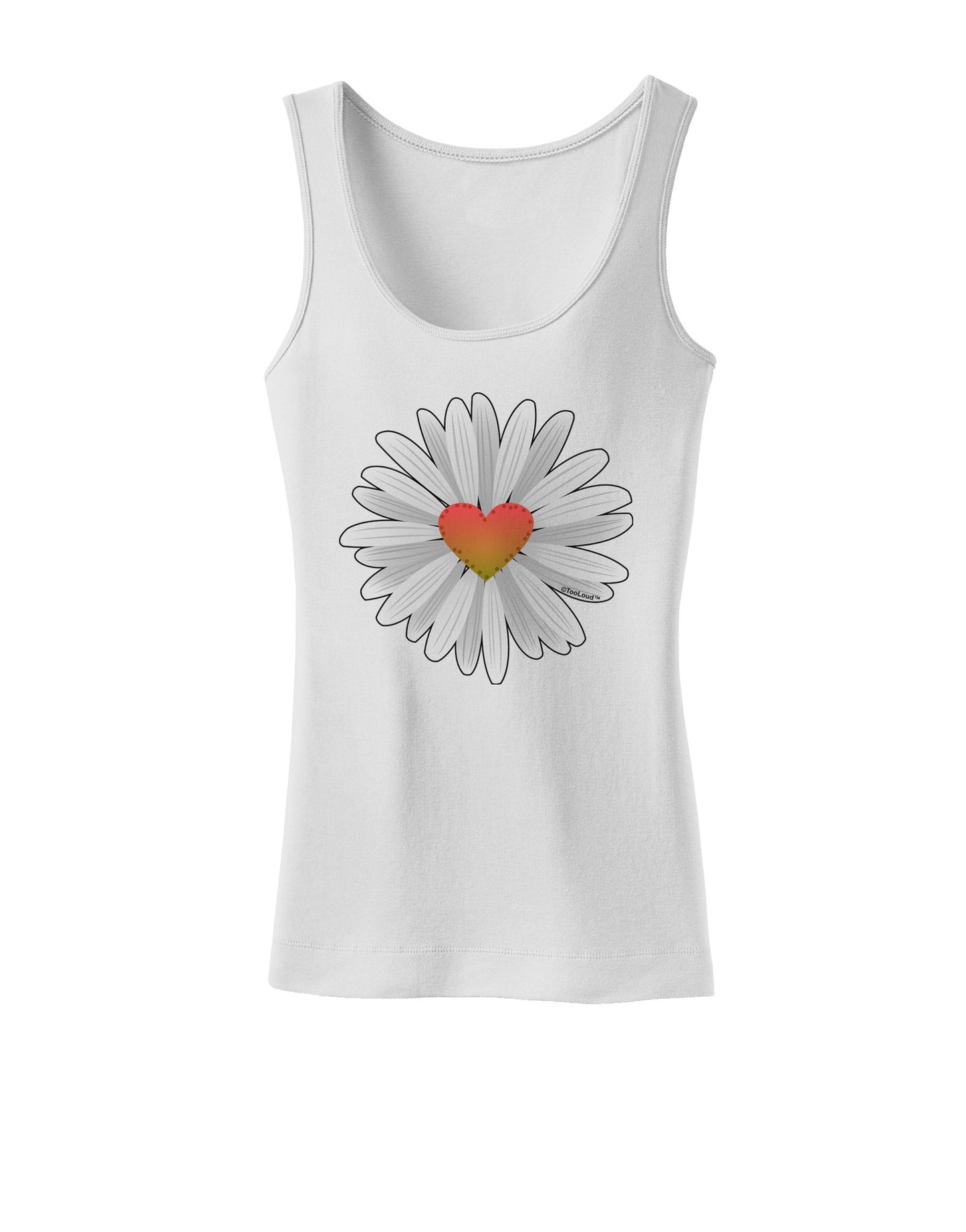 Pretty Daisy Heart Womens Petite Tank Top-Womens Tank Tops-TooLoud-White-X-Small-Davson Sales