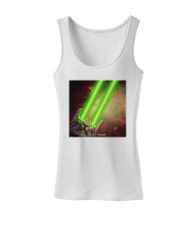 Laser Eyes Cat in Space Design Womens Tank Top by TooLoud-Womens Tank Tops-TooLoud-White-X-Small-Davson Sales