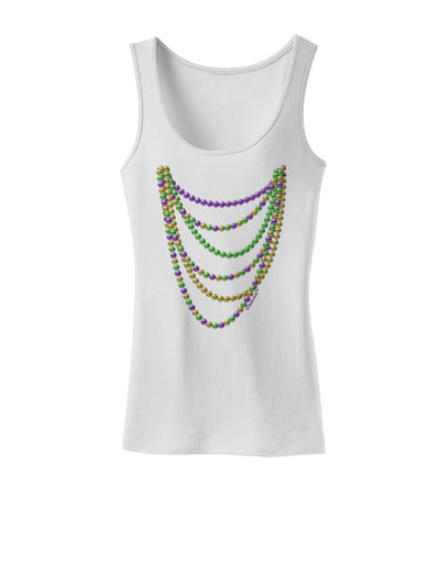 Mardi Gras Beads Necklaces Womens Tank Top-Womens Tank Tops-TooLoud-White-X-Small-Davson Sales